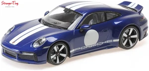 MiniChamps Porsche 911 (992) Sport Classic 2022 blau metallic mit Streifen 1:18 - Bild 1 von 6