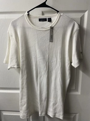 Sweater Womens XXL Cream Short Sleeve Ribbed round Neck Capsule DKNY - Image 1 of 4