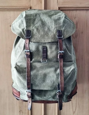 Robuster, alter Schweizer Armee Rucksack, Segeltuch & Leder Original 1966, Nr.27 - Bild 1 von 4