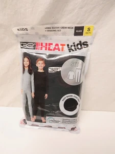 Kids 32 Degrees Heat Long Sleeve Crew Neck + Legging 2-Pack Set Black Small NEW - Picture 1 of 2