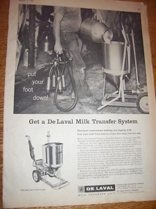 VINTAGE DE LAVAL CO ADVERTISING- MILK TRANSFER SYSTEM -10" x 14" -1960 - Picture 1 of 2