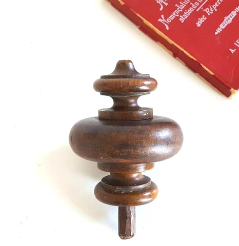 French antique carved wood post finial for Pediment Furniture Cabinet Bed 3.8 in Cover