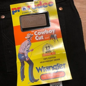 NEW vtg Original Fit WRANGLER Jeans 38x30 NWT BLACK Cowboy Cut Rodeo Jean - Picture 1 of 13