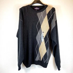 Patriot By Exacta Men' Size Large Diamond Pattern Gray Tan Sweater Heavy Weight  - Picture 1 of 6