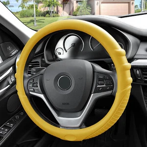 FH Group Silicone Car Steering Wheel Cover Grip Marks Design Fits 14.5" - 15.5" - Picture 1 of 4