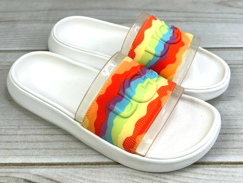 UGG Nuovi sandali slip on da donna arcobaleno Cali collage taglia 6 11120001 nuovi con etichette