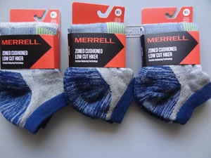 NEW 3 Pairs Merrell Merino Wool Zoned Low-Cut Hiking Ankle Socks Unisex M/L - Picture 1 of 13