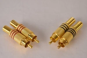 4pcs Stereo Pair Gold Plated Signal Connector HiFi Audio RCA Cable Plug 7mm in - Picture 1 of 5