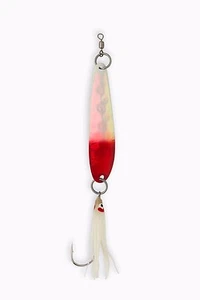 Cuchara de salmón McOmie's 4" "Llama roja" cuchara brillante con Hoochie  - Imagen 1 de 2