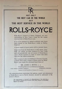 Anuncio impreso Rolls Royce 1914 coche antiguo Derby Inglaterra Rolls Royce Servicio Inglaterra - Imagen 1 de 1