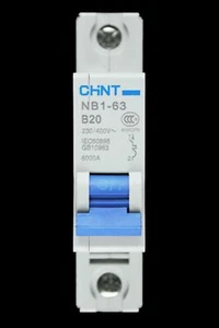 CHINT 20 AMP CURVE B 6kA MCB CIRCUIT BREAKER NB1-63 - Picture 1 of 7