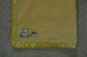 Baby Connection Teddy Bear Baby Blanket Yellow White Green Wagon Ball Lovey - Picture 1 of 10