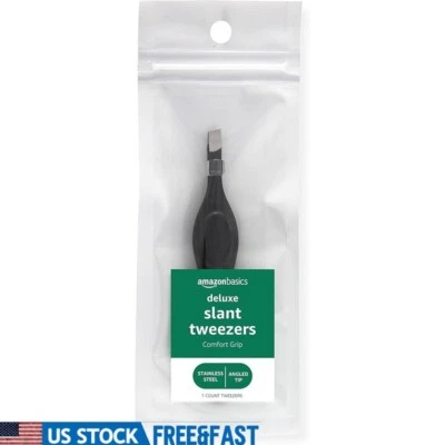 Stainless Steel Slant Tweezers Precision Durable Cushion Grip Beauty Tool New - Image 1 of 4