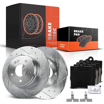 Rear Side Drilled Brake Rotors & Brake Pad for Mercedes-Benz C230 E430 CLK350 - Image 1 of 4