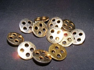 12 Shiny Gold Tone Metal Buttons - Picture 1 of 2