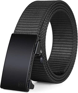 Men'S Ratchet Web Belt,1.25 Inch Nylon Automatic Buckle Belt,No Holes Invisible - Picture 1 of 12