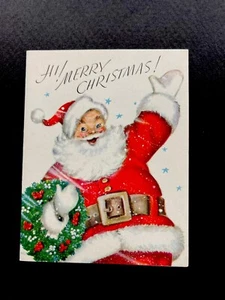 1 tarjeta de felicitación de Navidad de Marjorie Cooper sin usar Jolly Santa con ondulación de corona - Imagen 1 de 3