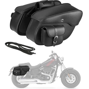 Motorcycle Saddle Bags Side Bag Tool Bag For Harley Dyna Wide Super Glide - Picture 1 of 12