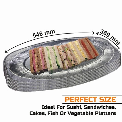 PLG 22" Aluminium Foil Platters Oval Disposable Tray BBQ Buffet Party Serving Food