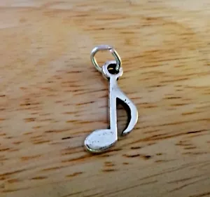 Sterling Silver 19x12mm Eighth Music Note Charm - Picture 1 of 5