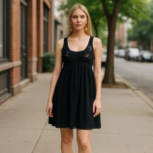 Twentyone Women's Short Black Bead Embellished Balloon Empire Evening Dress Sz S - Picture 1 of 10
