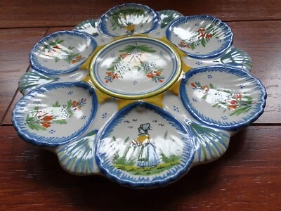 VINTAGE FRENCH PLATE OYSTER FAIENCE HR QUIMPER circa 1900s' - Image 1 of 4