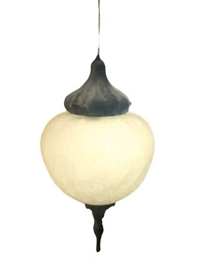 Lámpara colgante Swag luz colgante retro globo esmerilado detalles plateados Foto 1 de 4