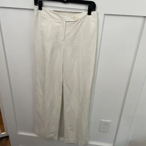 Women’s Ann Taylor Loft Ivory Pants-Size 4-Straight Leg-Lined-Pockets-Linenblend - Picture 1 of 11