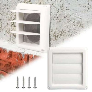 4-Inch Plastic White Louvered Dryer Vent Cover Square Air Vent Duct Grill - Picture 1 of 11