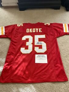 Christian Okoye  Autographed Signed Custom Red Jersey JSA Kansas City Chiefs 🔥