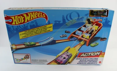 NIB Hot Wheels Action Launch Across Challenge Orange/yellow/blue New in Box 6-12 - Image 1 of 4