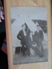 Postcard Of 3 Young Men Stood Outside Tents With Walking Canes (Unposted)