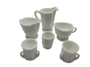 Westmoreland Milk Glass Lot Of 6 Assorted Creamers and Toothpick Holders MCM - Picture 1 of 20