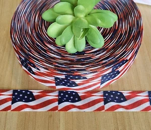 7/8 Zoll (1 Yard) Amerika Flagge Ripsband USA patriotische Sterne rot weiß blau - Bild 1 von 1