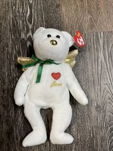 TY Beanie Baby GESCHENK der LOVE Bär mit Flügeln WEISS Rentner MTs ist eines der Drillinge - Bild 1 von 6