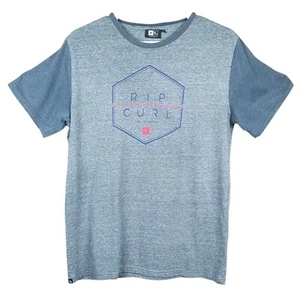 Rip Curl Men's T-shirt Size XL Grey Blue Marle Raglan Sleeve Short Casual - Picture 1 of 7