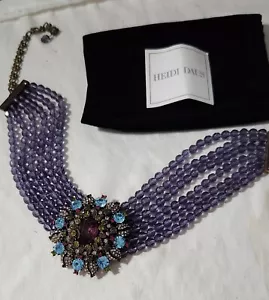 Heidi Daus vtg.6 Strand Amethyst Purple Swarovski Crystals Choker Necklace - Picture 1 of 5