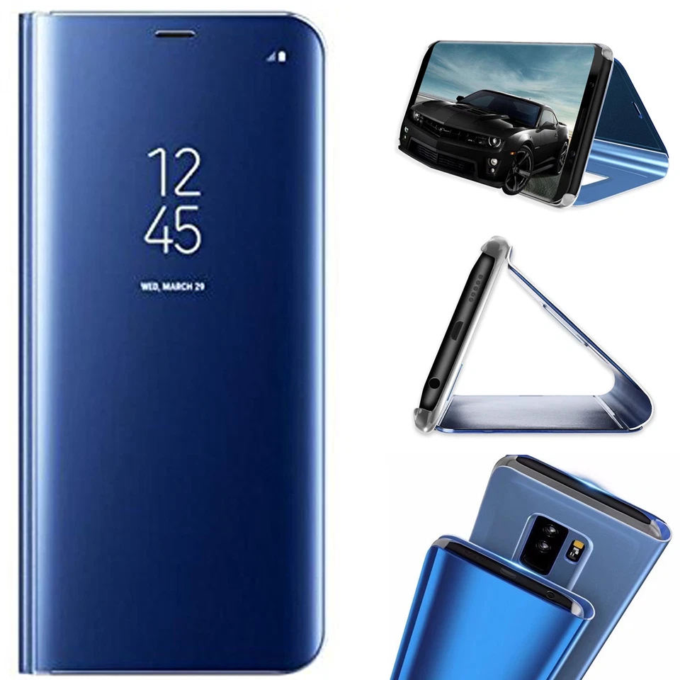 Samsung Galaxy S7 S8+ S9 Smart View Mirror Wallet Leather Flip Stand Case Cover - Image 1 of 4
