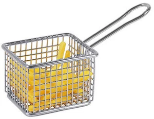 Miniatur Snack Frittierkorb Pommes Frites Mini Servierkorb Edelstahl eckig - Bild 1 von 1