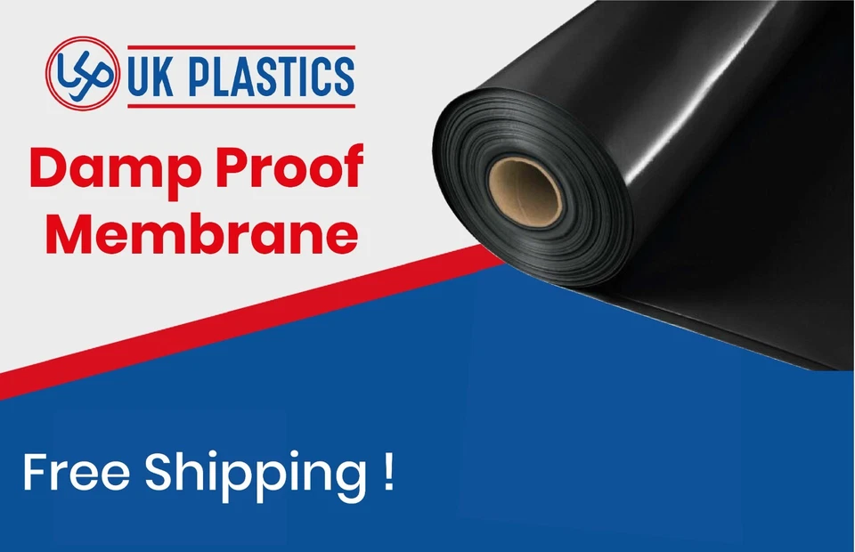 UKP Damp Proof Membrane Black Polythene Sheet Roll DPM 4m Wide 250MU BRICK