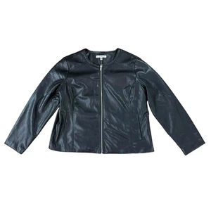 NWT IB Diffusion Women’s Jacket Size XL Black Faux Leather Zip Front - Picture 1 of 3