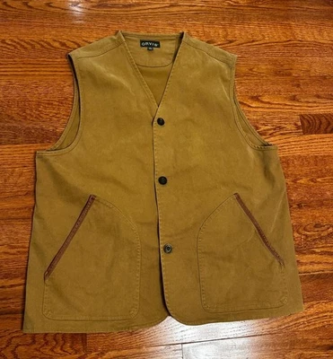 Chaleco chaleco Orvis vintage para hombre grande marrón lona caza al aire libre Foto 1 de 4
