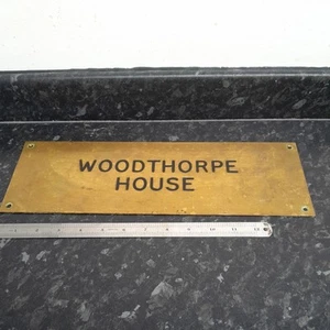 VINTAGE BRASS WOODTHORPE HOUSE SIGN 15 INCH X 5 INCH - Picture 1 of 5