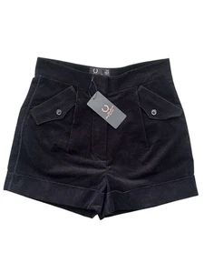 Fred Perry Amy Winehouse Shorts Velvet Cotton Black Stretch Mod Ska 60’s U.K. 10 - Picture 1 of 14