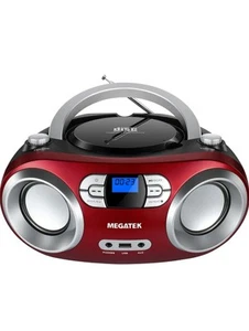 MEGATEK Boombox CD Portátil con Radio Estéreo FM, Bluetooth, Puerto USB - Rojo - Imagen 1 de 6