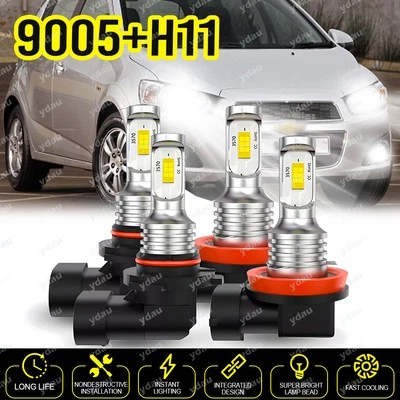 For Chevrolet Sonic 2012-2020 9005 H11 LED Headlight Kit Super Bright Bulbs 4Pcs - Image 1 of 4