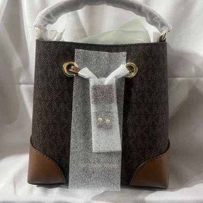Michael Kors Mercer bag Brown SM Drawstring BCKT MSGR NWT With MK Logo - Image 1 of 4