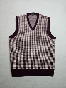Brooks Brothers Herren Large Sweater Weste Lila Hahnentritt Merino - Bild 1 von 9