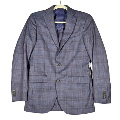 Ted Baker Blazer Mens 36R No Ordinary Joe JAKE Wool Plaid Sport Coat Blue Preppy - Image 1 of 4