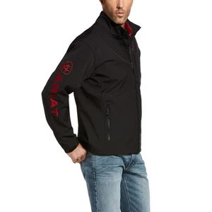 Ariat Men's Logo 2.0 Softshell Fleece Lined Jacket Size Large Black w/Red VGC - Picture 1 of 18